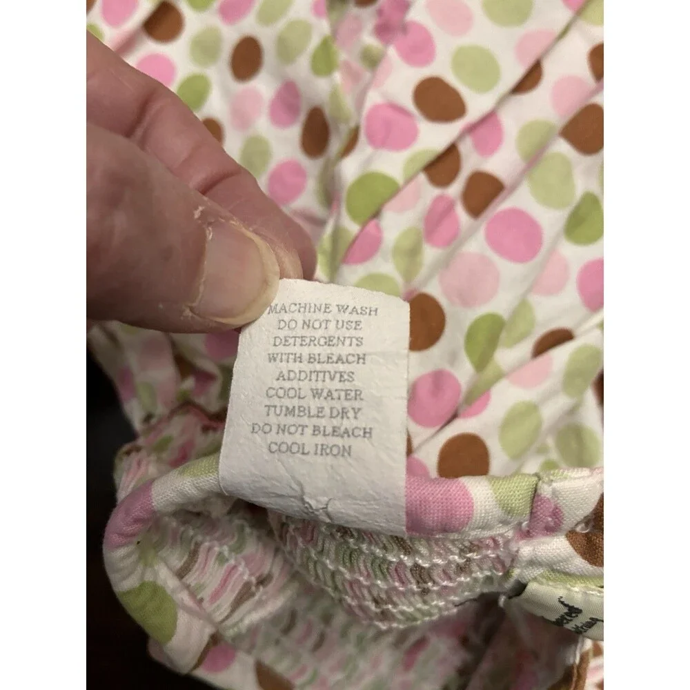 Amanda Remembered W/Smocked Purses. Dotted Pink, Green And Brown Dress. 18 Month